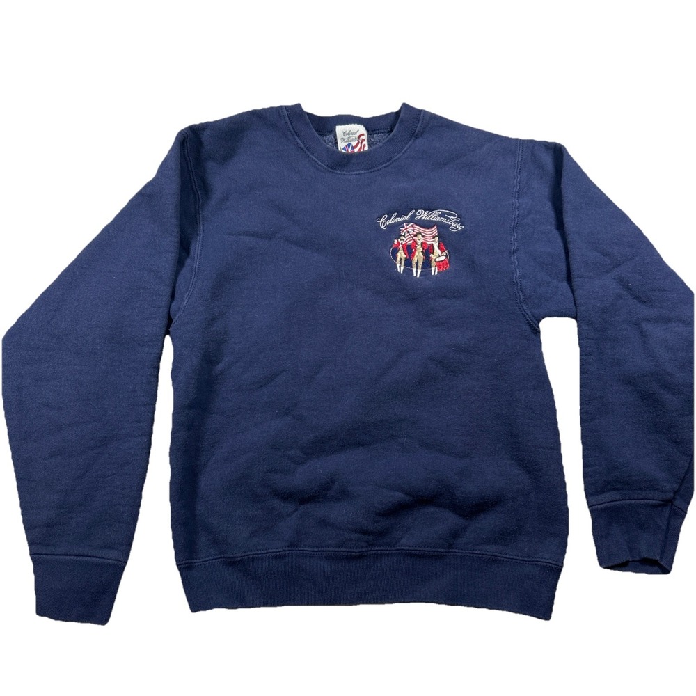 Colonial Williamsburg Sweatshirt Adult size S Blue Embroidered Crewneck Pullover